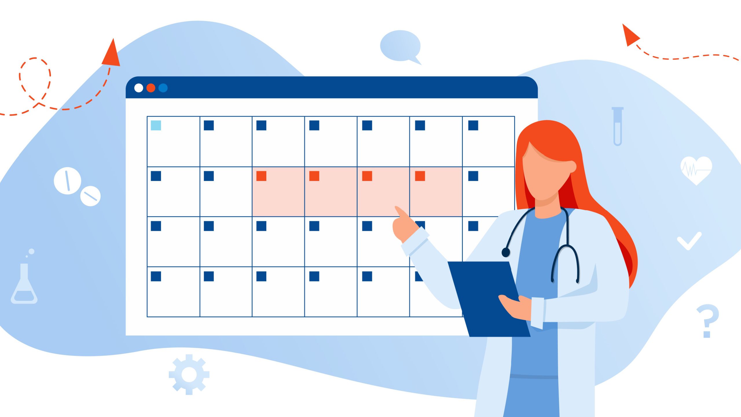 A cartoon of an IMG standing in front of a calendar.